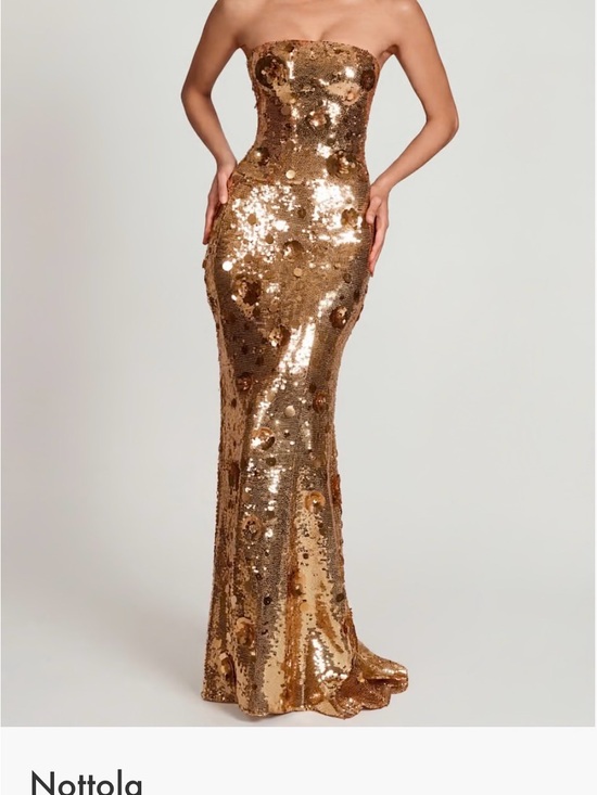 Oh Polly Dresses & Skirts - Oh Polly Gold Nottola Sequin Strapless Maxi Dress